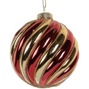 Boule de Noël Clayre & Eef 6GL5136 Doré et Rouge Ø 8cm