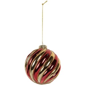 Boule de Noël Clayre & Eef 6GL5136 Doré et Rouge Ø 8cm