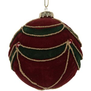 Clayre & Eef Boule de Noël Ø 8 cm Rot-Grün