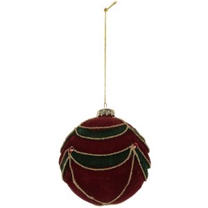 Clayre & Eef Boule de Noël Ø 8 cm Rot-Grün