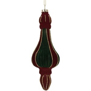 Boule de Noël Clayre & Eef Rouge et Verte 6x17 cm
