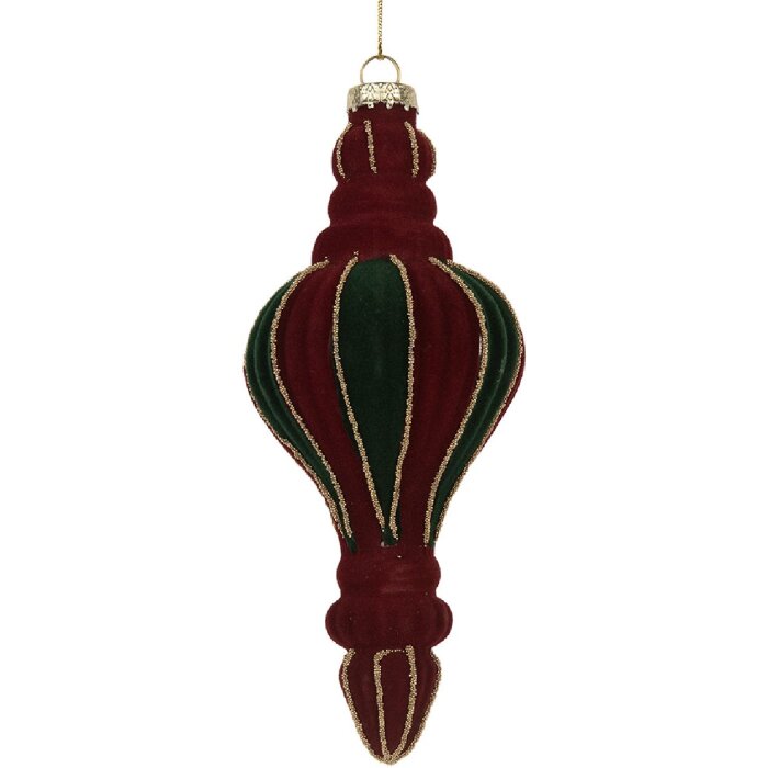Clayre & Eef 6GL5236 Boule de Noël Verre & Textile 6x15 cm