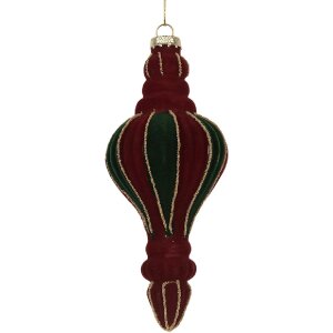 Clayre & Eef 6GL5236 Boule de Noël Verre & Textile 6x15 cm