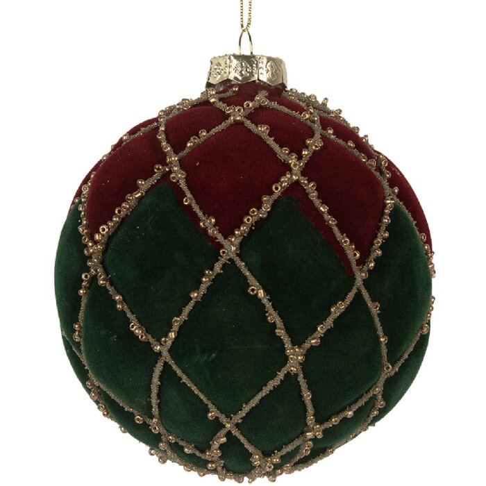 Boule de Noël Clayre & Eef Rouge et Verte Ø 10 cm