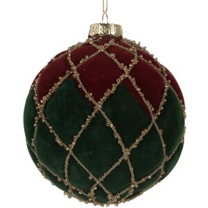 Boule de Noël Clayre & Eef Rouge et Verte Ø 10 cm