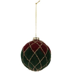 Boule de Noël Clayre & Eef Rouge et Verte Ø 10 cm