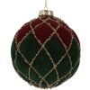 Boule de Noël Clayre & Eef Rouge et Verte Ø 10 cm