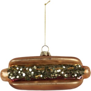 Clayre & Eef Ornement de Noël 13x4x6 cm Marron-Rouge