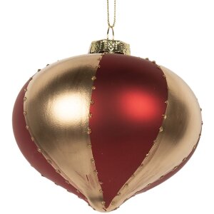 Boule de Noël Clayre & Eef Dorée et Rouge 10cm