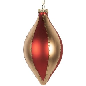 Boule de Noël Ø 8x15 cm Clayre & Eef Rouge et Dorée