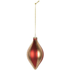 Boule de Noël Ø 8x15 cm Clayre & Eef Rouge et Dorée
