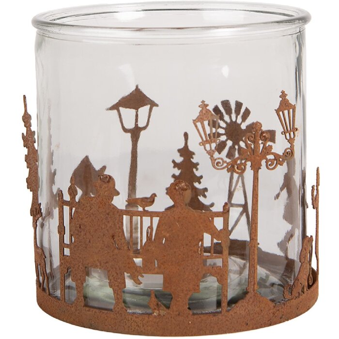 Clayre & Eef Bougeoir Scène de Noël Ø 15x15 cm