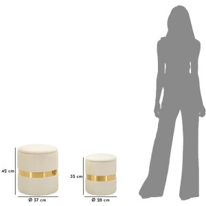 Mauro Ferretti Ensemble 2 Tabourets de Rangement Sheffild Crème