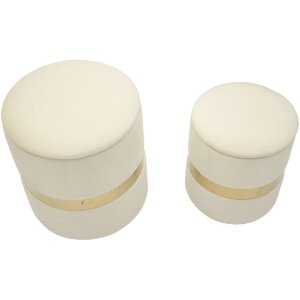 Mauro Ferretti Ensemble 2 Tabourets de Rangement Sheffild Crème