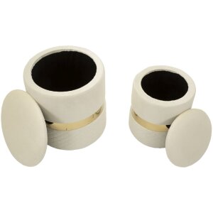 Mauro Ferretti Ensemble 2 Tabourets de Rangement Sheffild Crème
