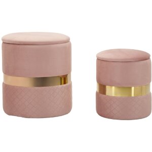 Mauro Ferretti Ensemble de 2 Tabourets Coffre Rose Sheffild