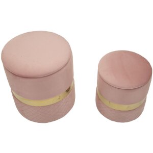 Mauro Ferretti Ensemble de 2 Tabourets Coffre Rose Sheffild