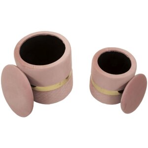 Mauro Ferretti Ensemble de 2 Tabourets Coffre Rose Sheffild