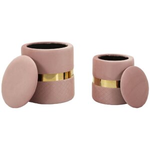 Mauro Ferretti Ensemble de 2 Tabourets Coffre Rose Sheffild