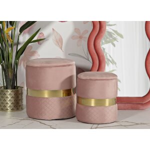 Mauro Ferretti Ensemble de 2 Tabourets Coffre Rose Sheffild