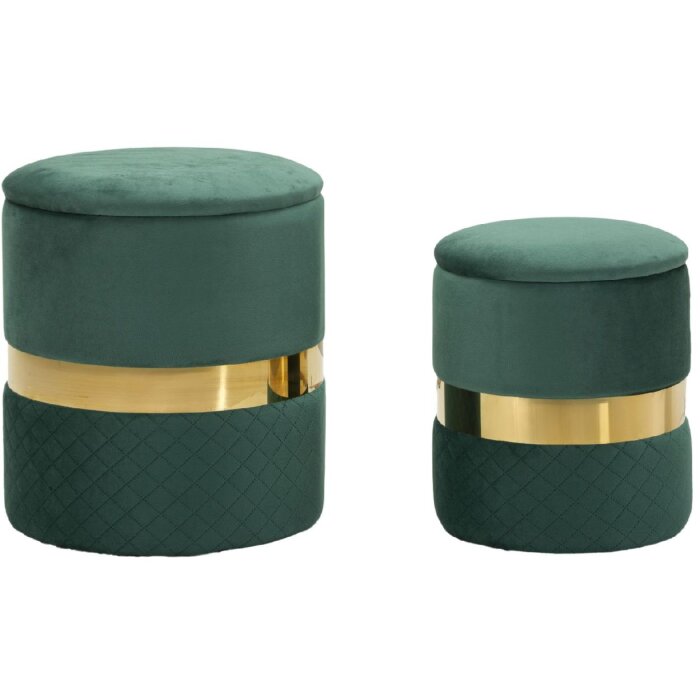 Mauro Ferretti Ensemble de 2 Tabourets de Rangement Sheffild Vert