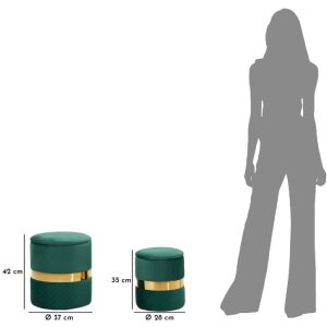 Mauro Ferretti Ensemble de 2 Tabourets de Rangement Sheffild Vert