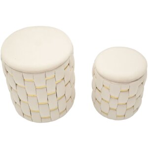 Mauro Ferretti Ensemble 2 Tabourets Shanty Crème Ø 37x42 Ø 28x35 cm
