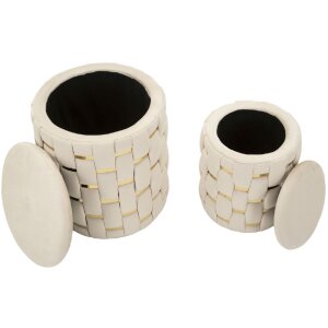 Mauro Ferretti Ensemble 2 Tabourets Shanty Crème Ø 37x42 Ø 28x35 cm