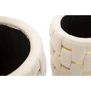 Mauro Ferretti Ensemble 2 Tabourets Shanty Crème Ø 37x42 Ø 28x35 cm