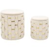 Mauro Ferretti Ensemble 2 Tabourets Shanty Crème Ø 37x42 Ø 28x35 cm