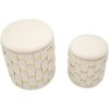 Mauro Ferretti Ensemble 2 Tabourets Shanty Crème Ø 37x42 Ø 28x35 cm