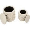 Mauro Ferretti Ensemble 2 Tabourets Shanty Crème Ø 37x42 Ø 28x35 cm