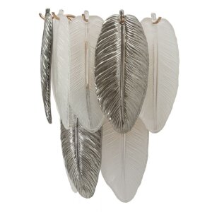 Mauro Ferretti Applique Murale Leafy Argent Blanc 24x15x29 cm