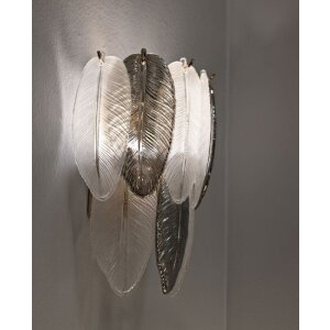 Mauro Ferretti Applique Murale Leafy Argent Blanc 24x15x29 cm