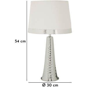 Lampe de Table Tower Argent Blanc 30x54 cm E27 Mauro Ferretti