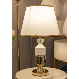 Mauro Ferretti Lampe de Table Gipsy Or Blanc Ø 30x52 cm E27
