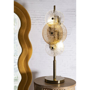 Mauro Ferretti Lampe de Table Osaka Verre et Fer 20x18x66 cm 3xE14