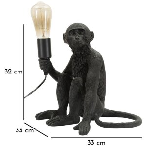 Lampe de table singe assis noir Mauro Ferretti 33x33x32 cm