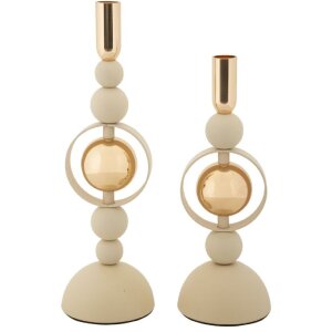 Mauro Ferretti Set de 2 Bougeoirs Saturn Crème...