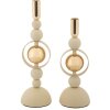 Mauro Ferretti Set de 2 Bougeoirs Saturn Crème 27/33 cm