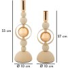 Mauro Ferretti Set de 2 Bougeoirs Saturn Crème 27/33 cm