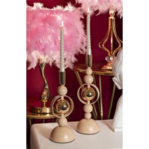 Mauro Ferretti Bougeoirs Saturn rose - Set de 2