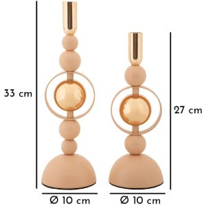 Mauro Ferretti Bougeoirs Saturn rose - Set de 2