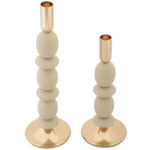 Mauro Ferretti Set de 2 bougeoirs Shuttle Crème...