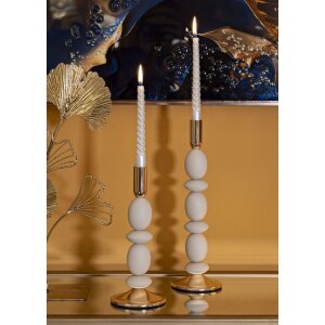 Mauro Ferretti Set de 2 bougeoirs Shuttle Crème Ø 10x25/33,5 cm