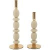 Mauro Ferretti Set de 2 bougeoirs Shuttle Crème Ø 10x25/33,5 cm
