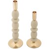 Mauro Ferretti Set de 2 bougeoirs Shuttle Crème Ø 10x25/33,5 cm