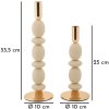 Mauro Ferretti Set de 2 bougeoirs Shuttle Crème Ø 10x25/33,5 cm