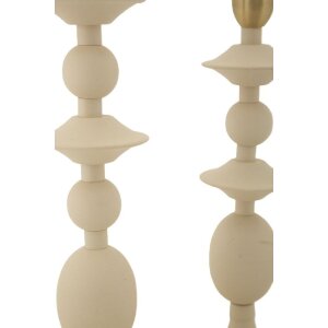 Mauro Ferretti Bougeoirs Gemini Crème – Set de 2 Ø 10x29/33 cm