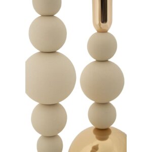Mauro Ferretti Bougeoirs Bolly Crème - Set de 2 Ø 10x24 cm et Ø 10x29,5 cm